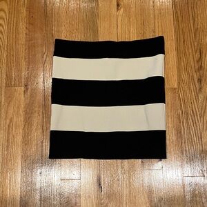 Sans Souci Black and Cream Striped Mini Skirt